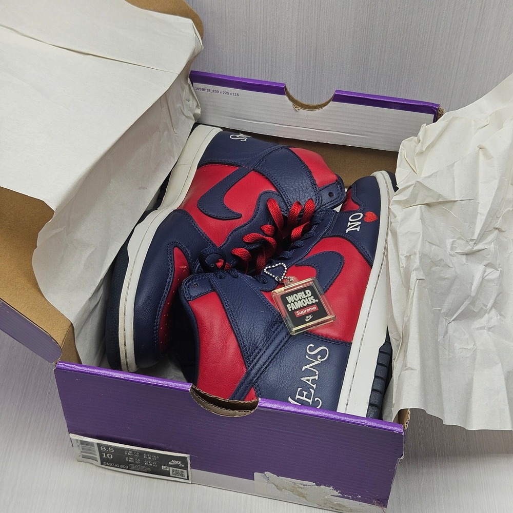 Nike SB Dunk High Supreme By Any Means Navy Red DN3741-600 Mens 8.5 - Picture 12 of 14